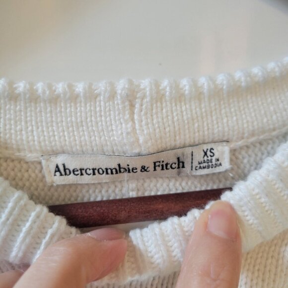 ❤️ 3 for $35 Abercrombie & Fitch Madeline crew Striped Sweater Tee XS oversized - Picture 5 of 7
